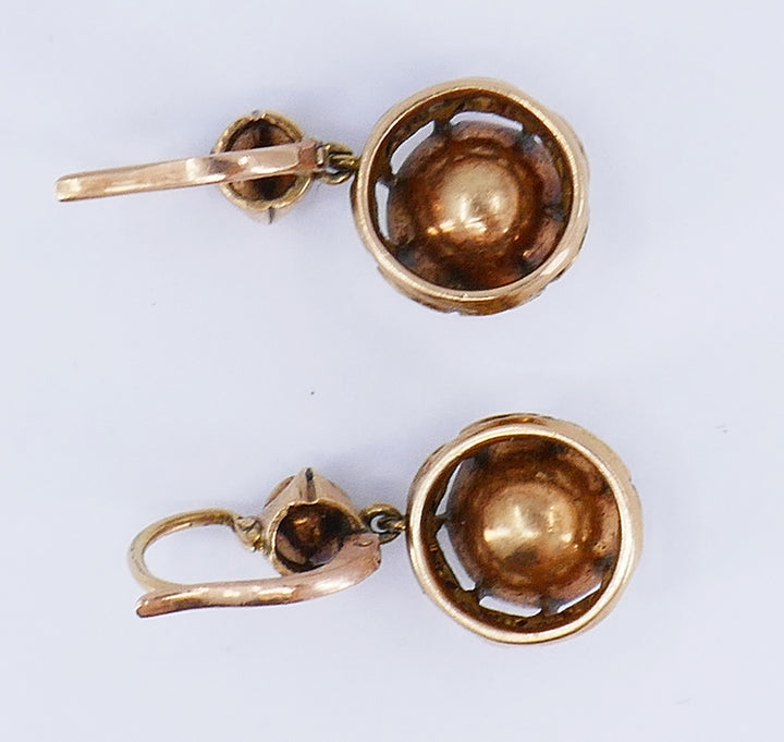 Antique Victorian Earrings 14k Gold Diamond Estate Jewelry