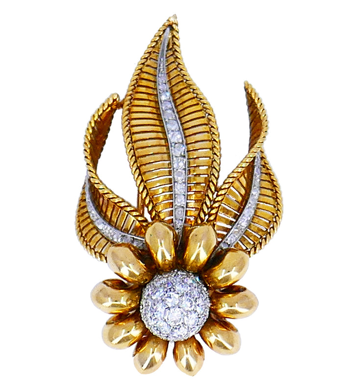 Vintage Boucheron Brooch 18k Gold Diamond French Jewelry