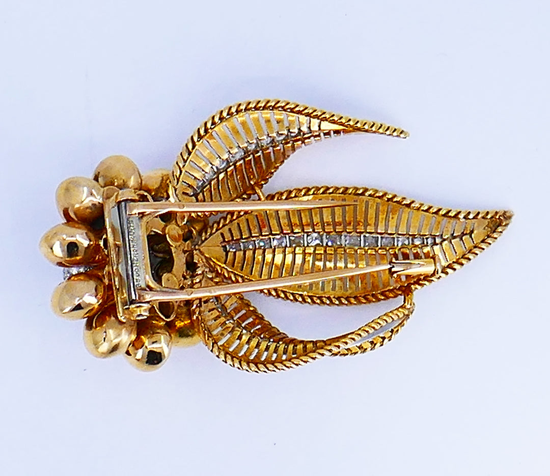 Vintage Boucheron Brooch 18k Gold Diamond French Jewelry