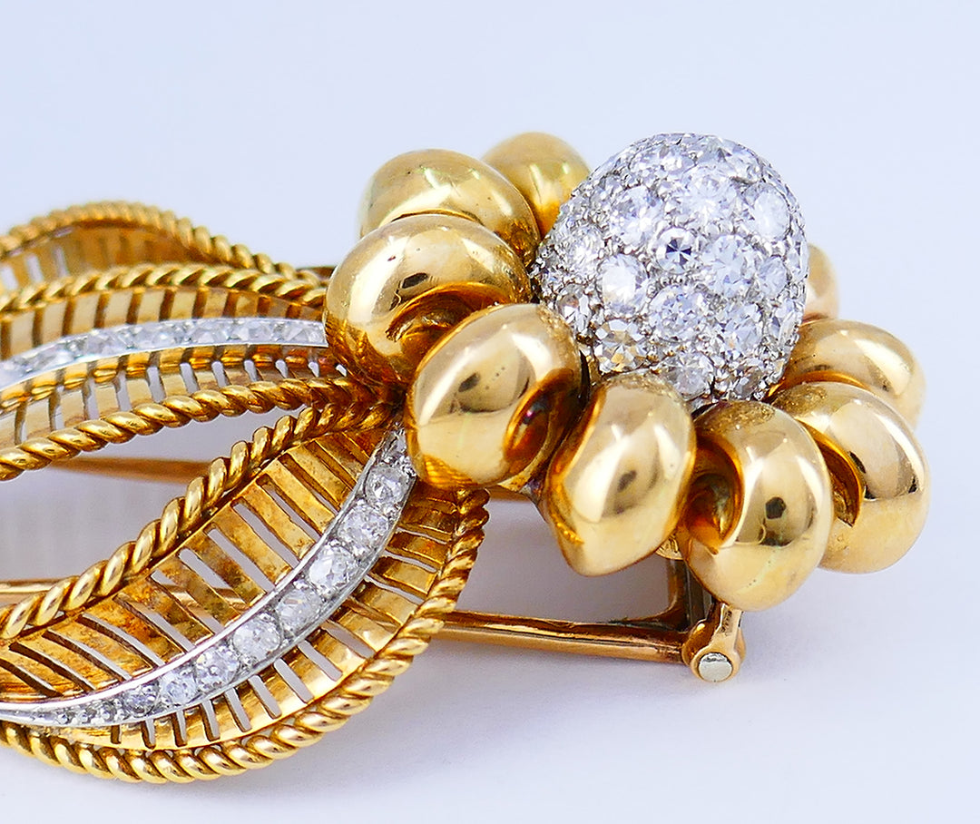 Vintage Boucheron Brooch 18k Gold Diamond French Jewelry