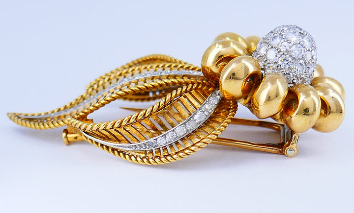 Vintage Boucheron Brooch 18k Gold Diamond French Jewelry