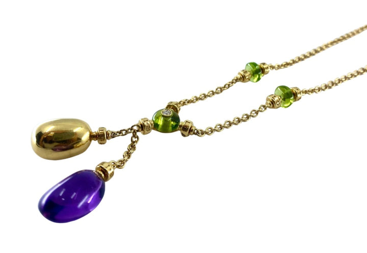 Vintage Bulgari Amethyst Peridot Necklace 18k Gold