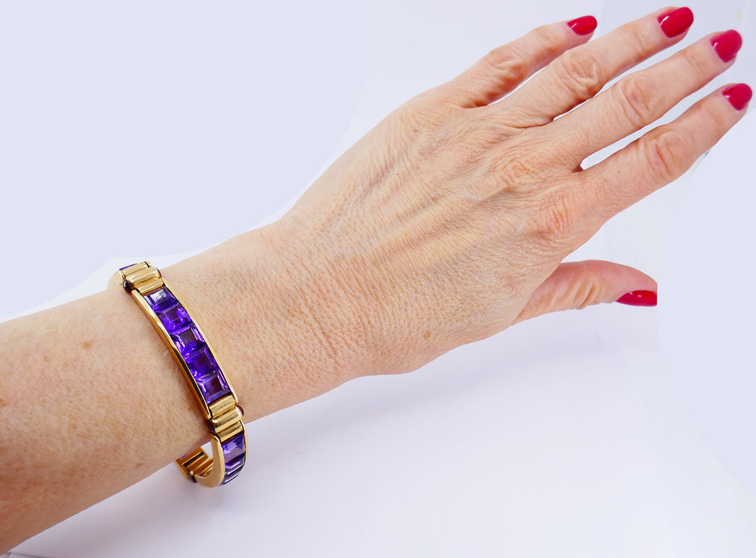 Vintage Bulgari Bracelet 18k Gold Amethyst Estate Jewelry