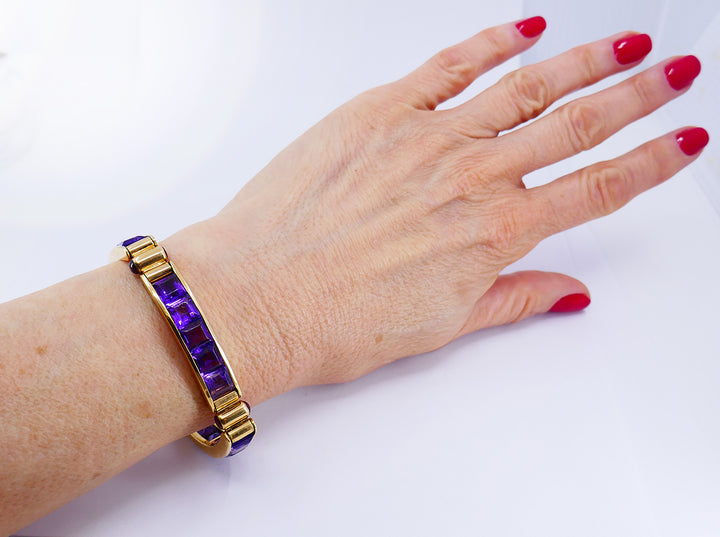 Vintage Bulgari Bracelet 18k Gold Amethyst Estate Jewelry