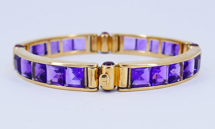Vintage Bulgari Bracelet 18k Gold Amethyst Estate Jewelry