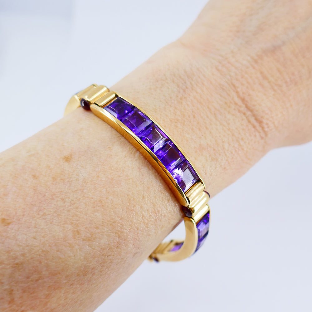 Vintage Bulgari Bracelet 18k Gold Amethyst Estate Jewelry