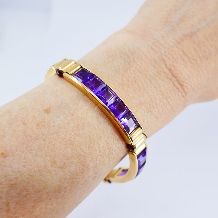 Vintage Bulgari Bracelet 18k Gold Amethyst Estate Jewelry