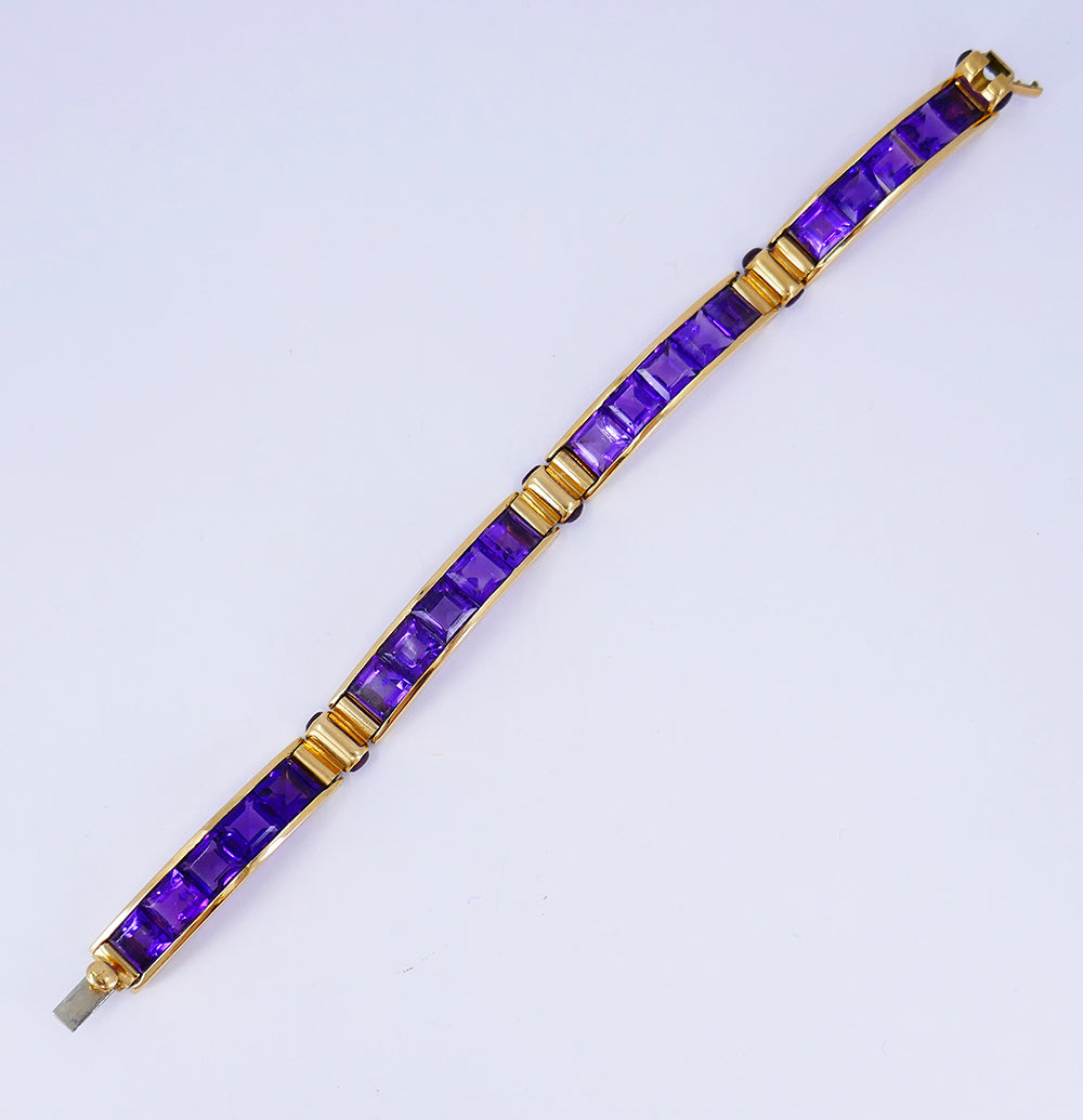 Vintage Bulgari Bracelet 18k Gold Amethyst Estate Jewelry