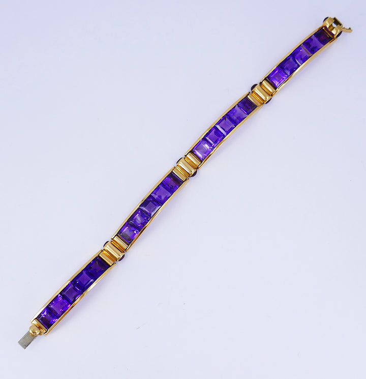 Vintage Bulgari Bracelet 18k Gold Amethyst Estate Jewelry