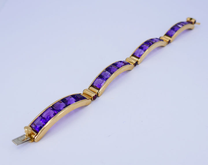 Vintage Bulgari Bracelet 18k Gold Amethyst Estate Jewelry