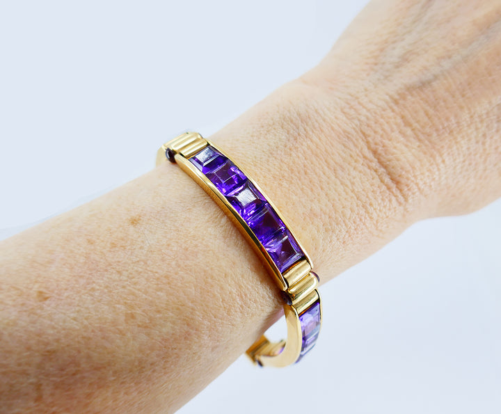 Vintage Bulgari Bracelet 18k Gold Amethyst Estate Jewelry