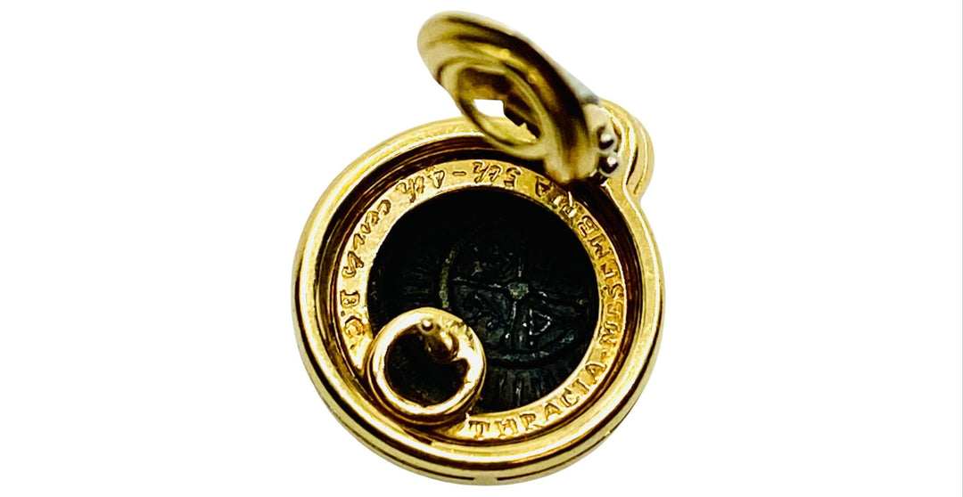 Vintage Bulgari Earrings Monete Ancient Coins Gold Ruby