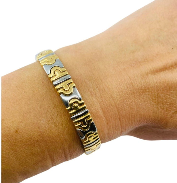 Vintage Bulgari Parentesi Bracelet Stainless Steel Gold