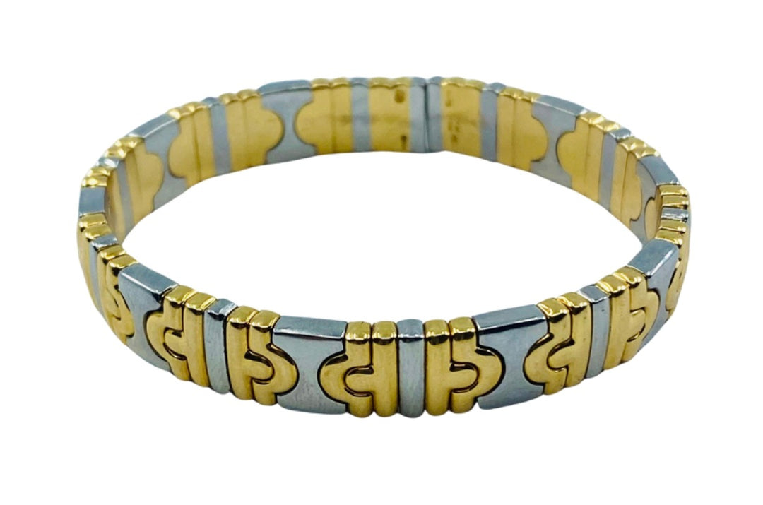 Vintage Bulgari Parentesi Bracelet Stainless Steel Gold