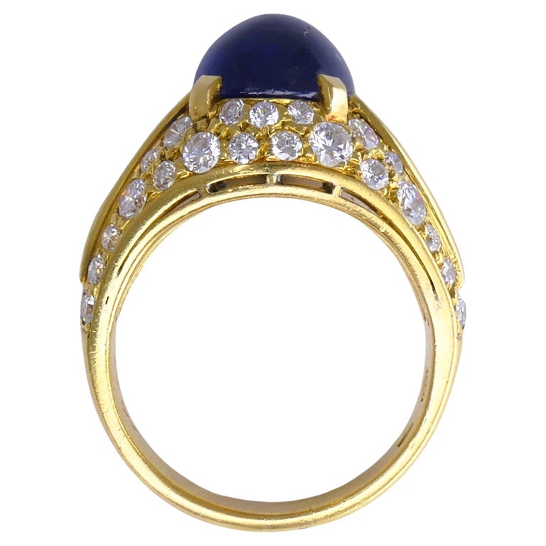 Vintage Bulgari Trombino Ring Sapphire Diamond Gold 18k
