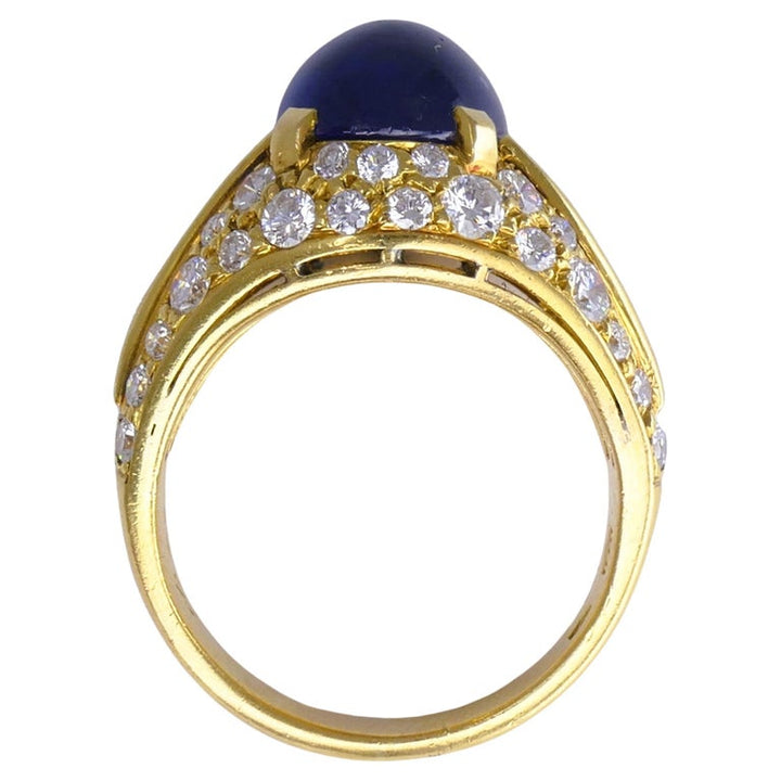 Vintage Bulgari Trombino Ring Sapphire Diamond Gold 18k
