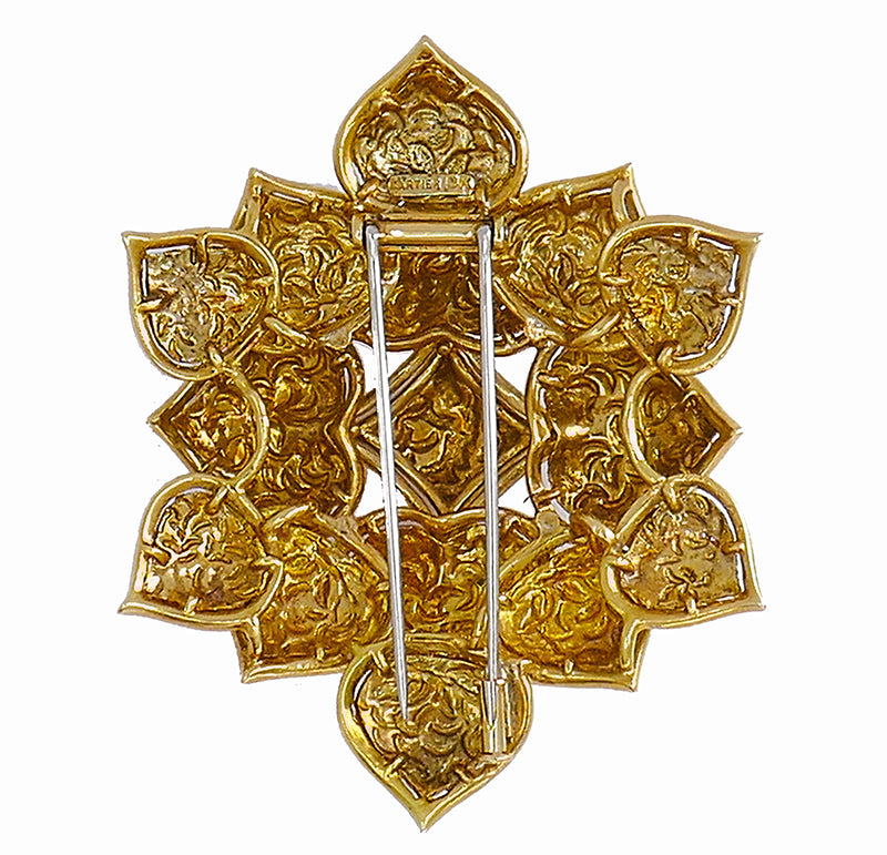 Vintage Cartier Brooch 18k Gold Flower Heart Design Jewelry