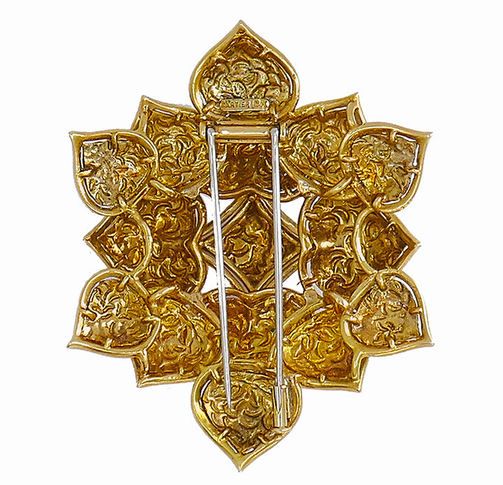 Vintage Cartier Brooch 18k Gold Flower Heart Design Jewelry