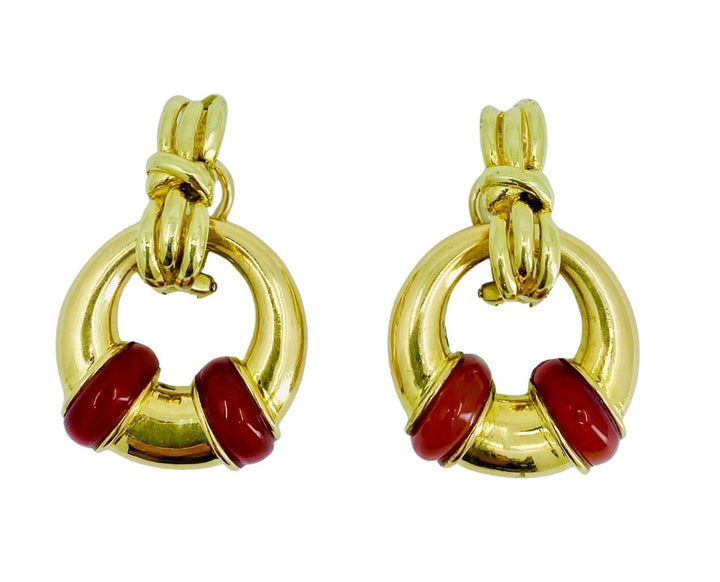 Vintage Cartier Carnelian Gold Earrings