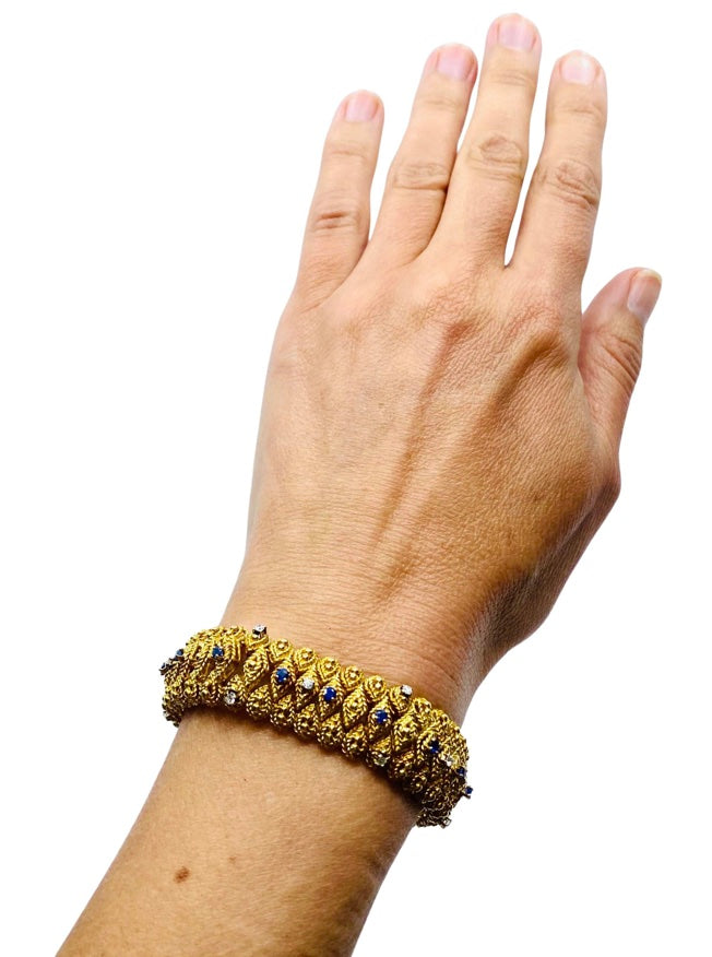 Vintage Cartier Gold Bracelet Sapphire Diamond