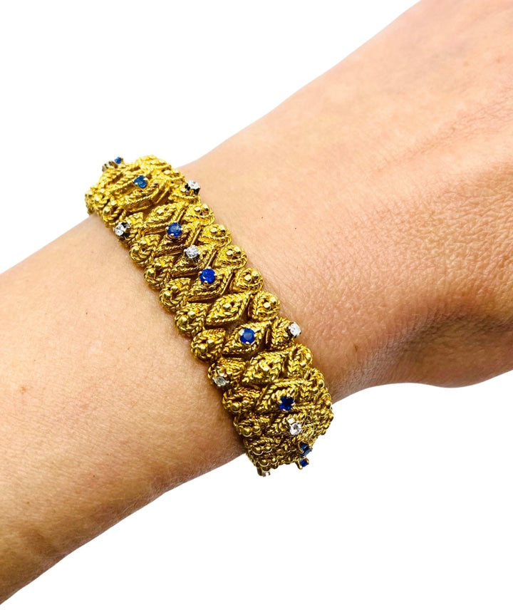Vintage Cartier Gold Bracelet Sapphire Diamond
