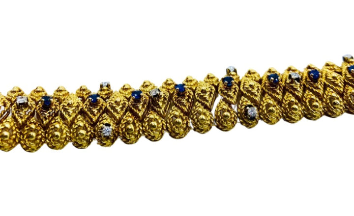 Vintage Cartier Gold Bracelet Sapphire Diamond