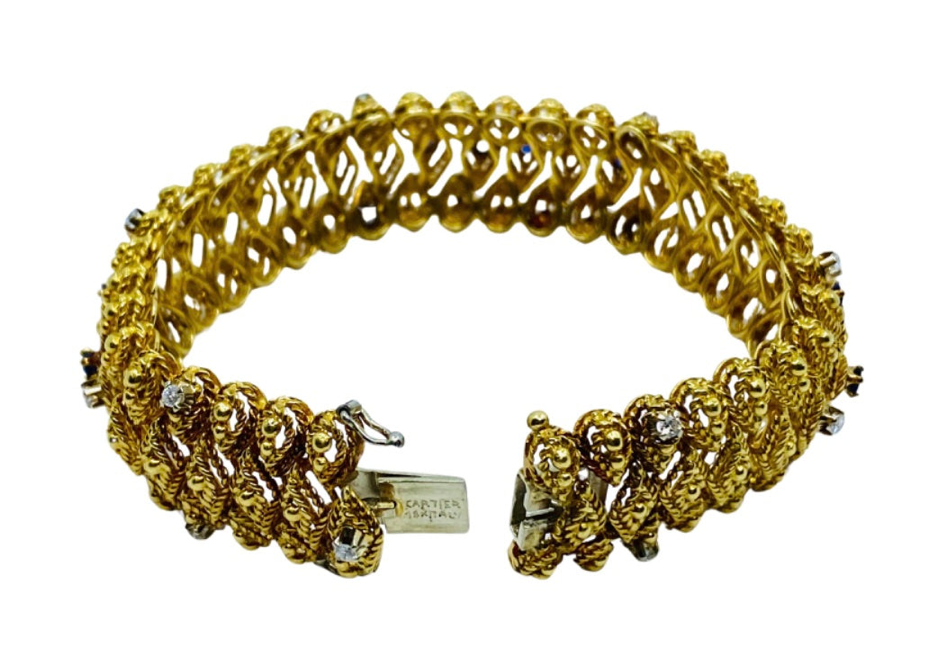 Vintage Cartier Gold Bracelet Sapphire Diamond