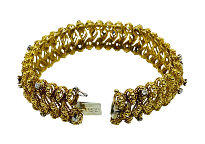 Vintage Cartier Gold Bracelet Sapphire Diamond