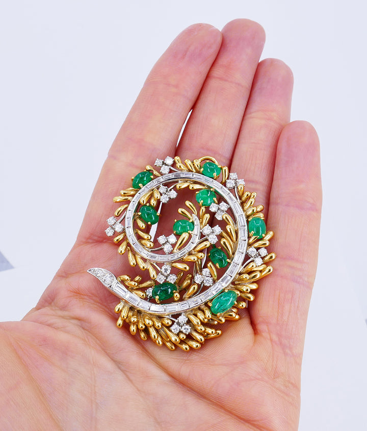 Vintage David Webb Brooch Pendant 18k Gold Gems Jewelry