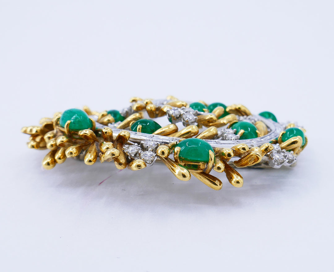 Vintage David Webb Brooch Pendant 18k Gold Gems Jewelry