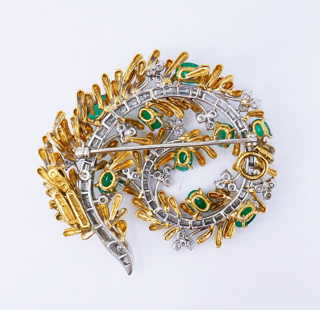 Vintage David Webb Brooch Pendant 18k Gold Gems Jewelry