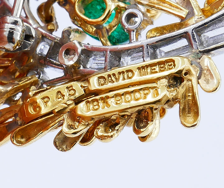 Vintage David Webb Brooch Pendant 18k Gold Gems Jewelry