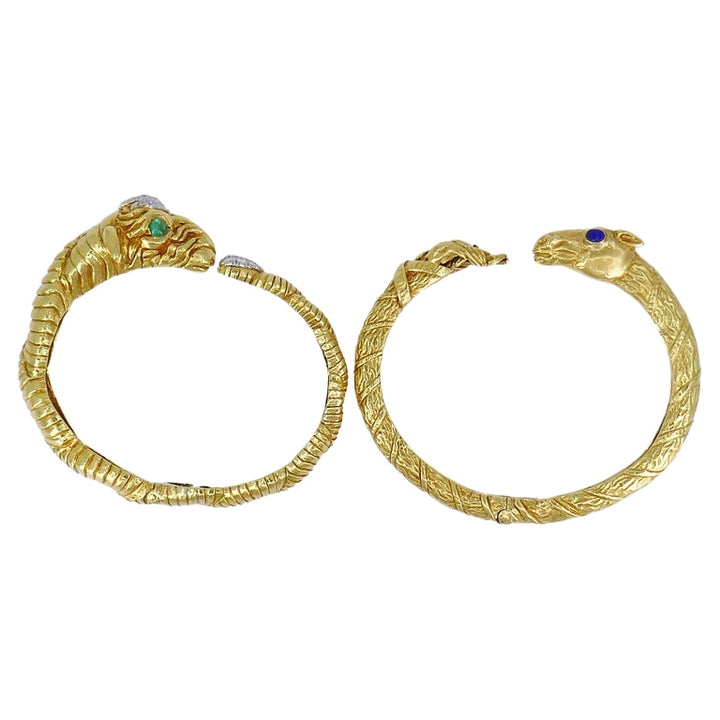 Vintage David Webb Aries Gold Bracelet Set Gemstones Estate