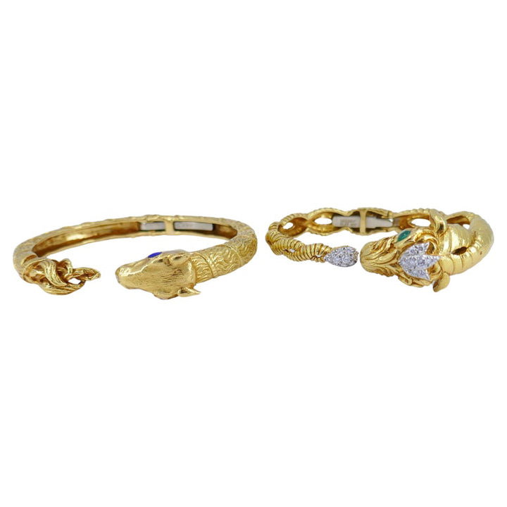 Vintage David Webb Aries Gold Bracelet Set Gemstones Estate