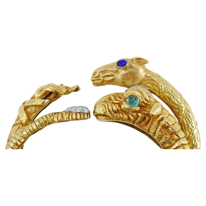Vintage David Webb Aries Gold Bracelet Set Gemstones Estate