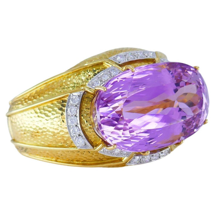 Vintage David Webb Bangle Bracelet 18k Gold Kunzite Jewelry