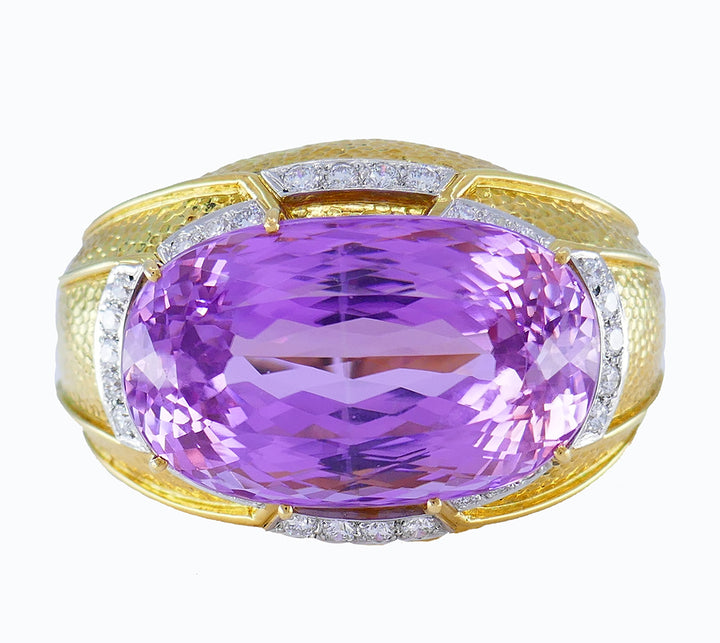 Vintage David Webb Bangle Bracelet 18k Gold Kunzite Jewelry