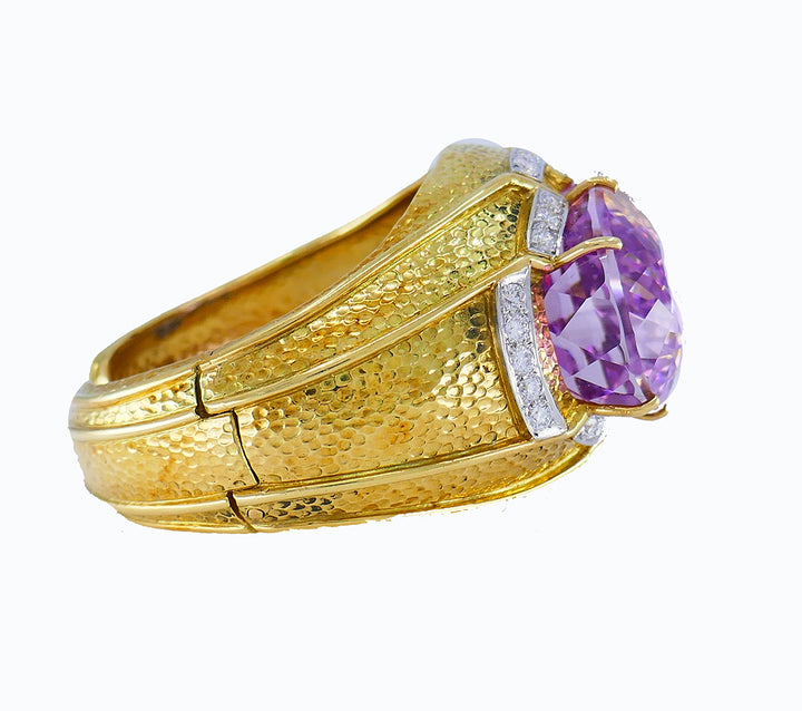 Vintage David Webb Bangle Bracelet 18k Gold Kunzite Jewelry