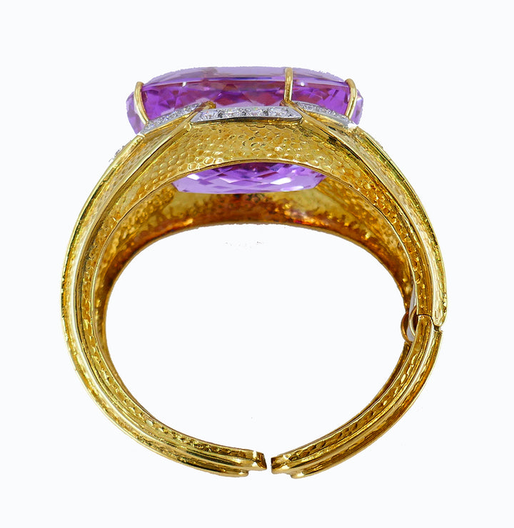 Vintage David Webb Bangle Bracelet 18k Gold Kunzite Jewelry