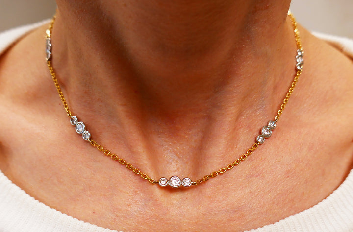 Vintage David Webb Necklace 18k Gold Diamond Chain Estate