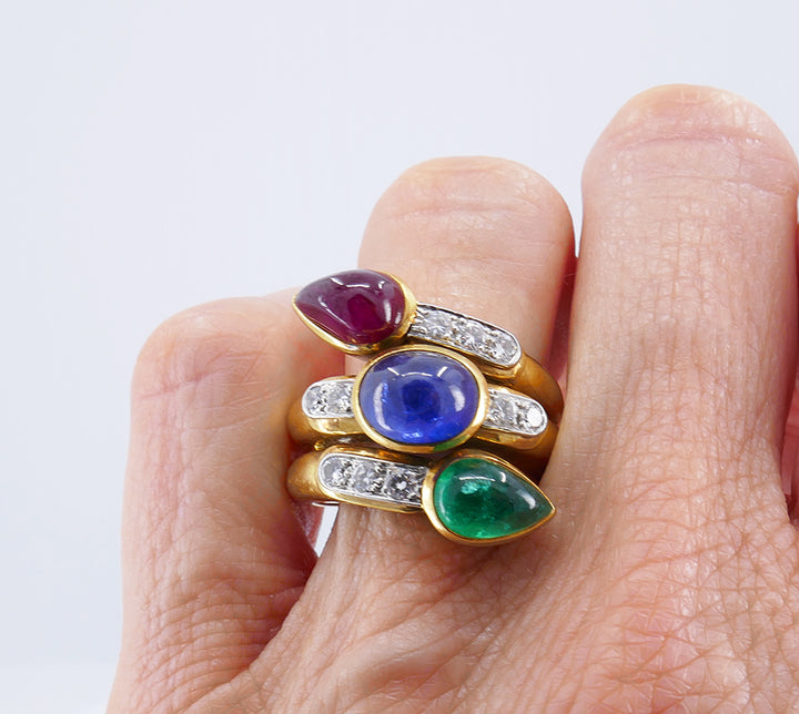 Vintage David Webb Ring 18k Gold Gemstone Snake Jewelry