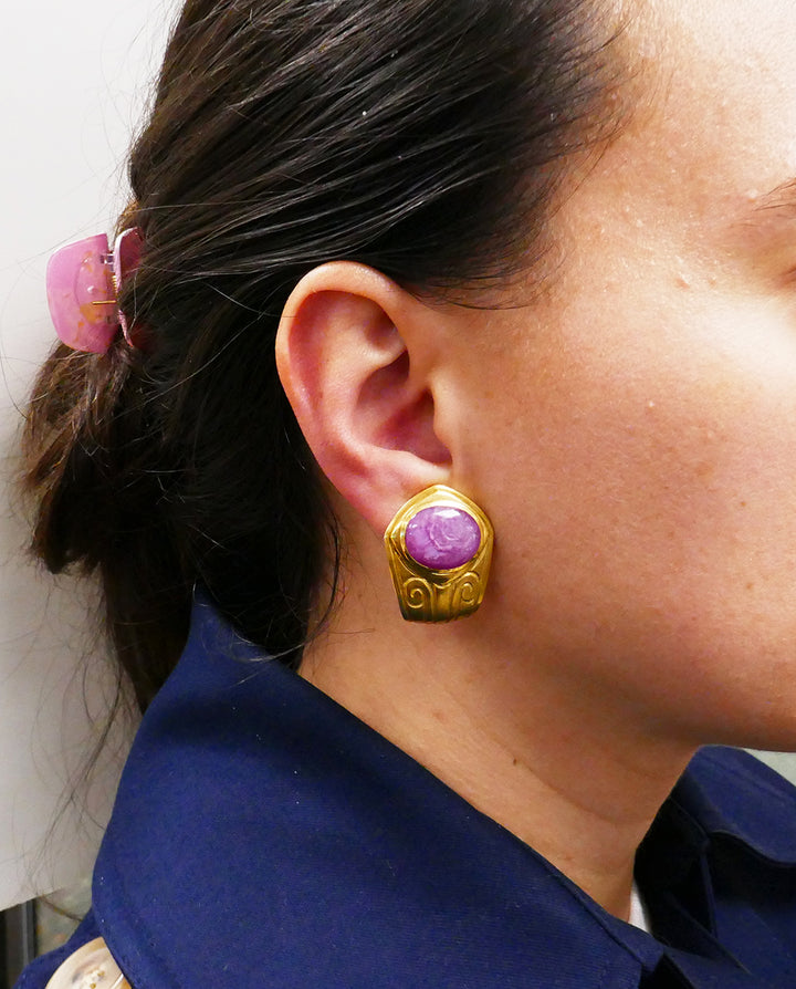 Vintage De Vroomen Earrings 18k Gold Clip-on Estate Jewelry