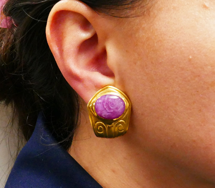 Vintage De Vroomen Earrings 18k Gold Clip-on Estate Jewelry