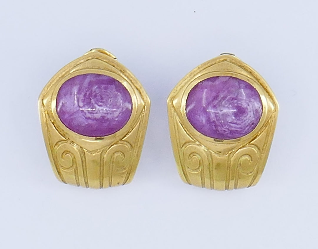 Vintage De Vroomen Earrings 18k Gold Clip-on Estate Jewelry