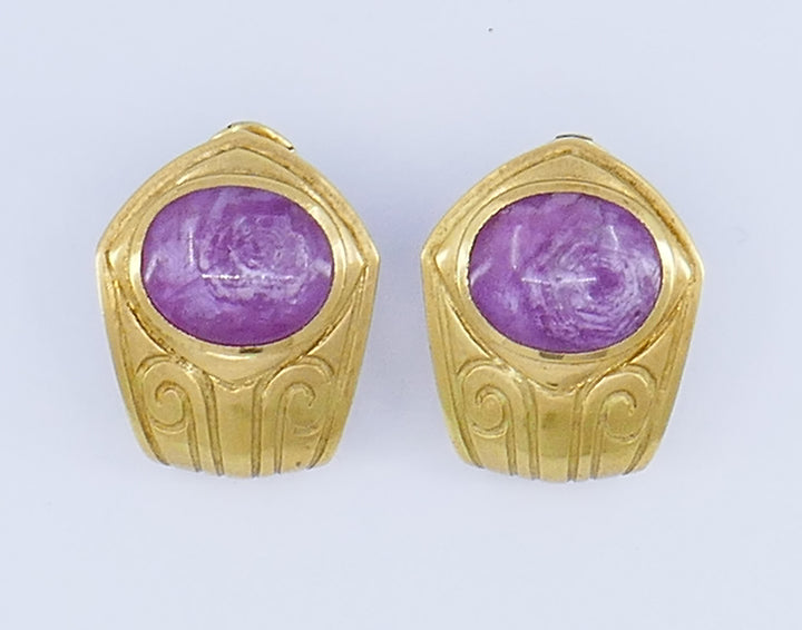Vintage De Vroomen Earrings 18k Gold Clip-on Estate Jewelry