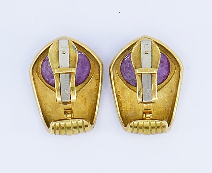 Vintage De Vroomen Earrings 18k Gold Clip-on Estate Jewelry