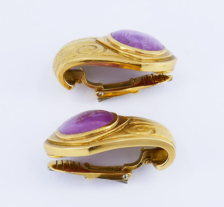 Vintage De Vroomen Earrings 18k Gold Clip-on Estate Jewelry
