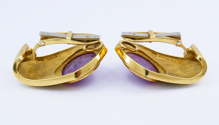 Vintage De Vroomen Earrings 18k Gold Clip-on Estate Jewelry