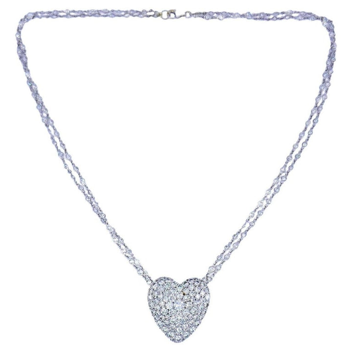 Vintage Diamond Heart 14k Gold Necklace Pendant Pin Brooch