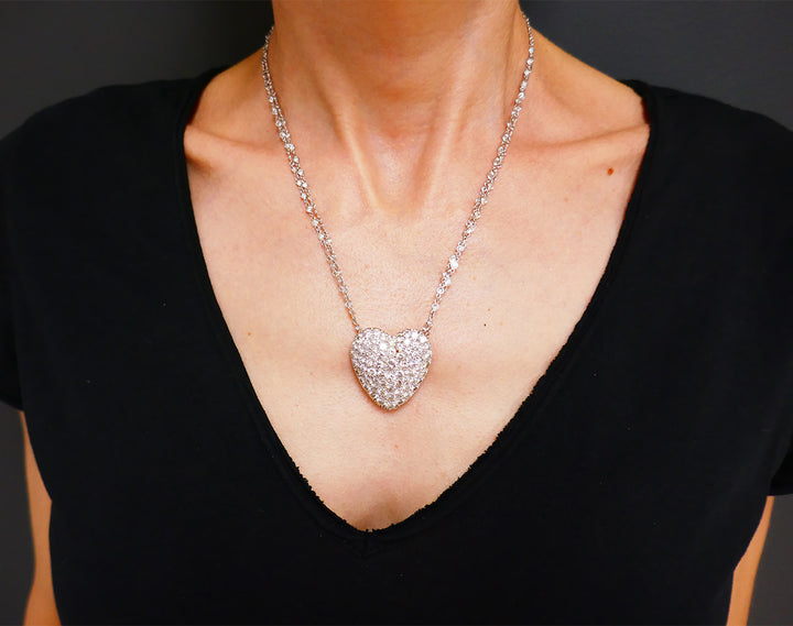 Vintage Diamond Heart 14k Gold Necklace Pendant Pin Brooch